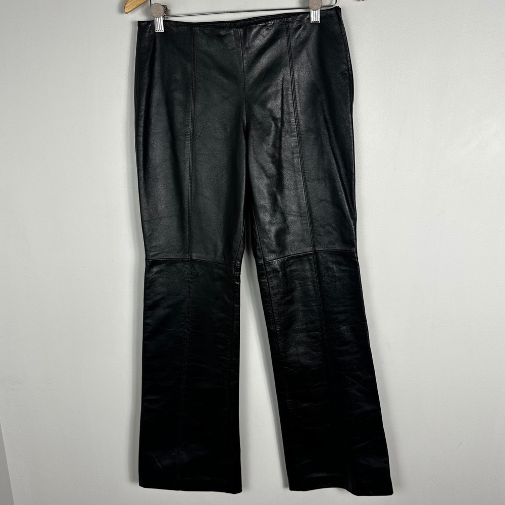 Danier 100% Leather Women Pants 6 Mid Rise Straight Leg Black Leather Style 9951
